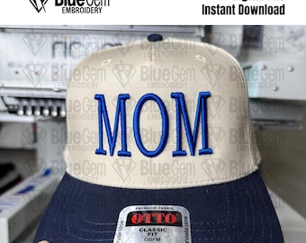 Mom Hat Embroidery Design - 3D Puff & Flat (Instant Download)