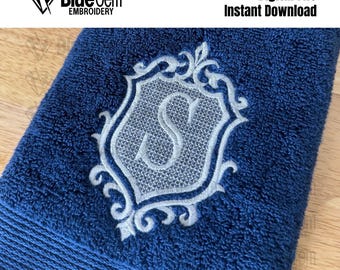 Vintage Embossed Monogram Embroidery Design: A-Z Towel Letters (Digital Download)