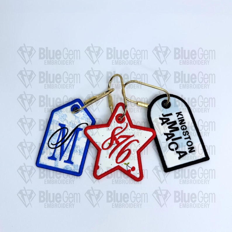 In-The-Hoop Bag Tags Embroidery Design – Applique Luggage Charm (Instant Download)