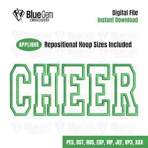 Cheer Applique Embroidery Design: 5 Sizes (Instant Download)