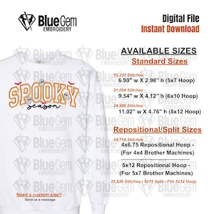 Spooky Season Applique Design with Bats and Ghosts - Halloween Embroidery Design - 5 Sizes - Split Sizes Included