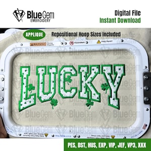 Lucky Applique Embroidery Design: St Patricks Day Design, 5 Sizes (Digital Download)