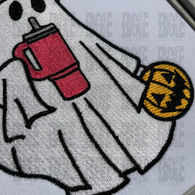 Boojee Ghost with Tumbler Embroidery Design, Ghost with Tumbler Halloween Embroidery Design, Instant Download