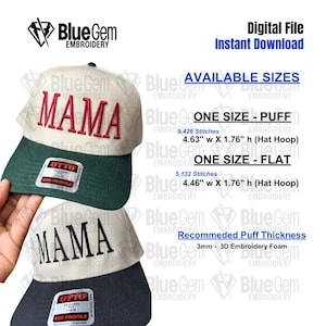 Mama Hat Embroidery Design - Mama Serif Embroidery Design- 1 Size - 3D Puff and Flat - Instant Download
