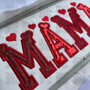Mama Heart Applique Embroidery Design: Repositional Hoop Sizes (digital ...