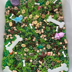 Dinosaur Sensory Rice Filler - Pasta Sensory Filler - Dinosaur Sensory Play