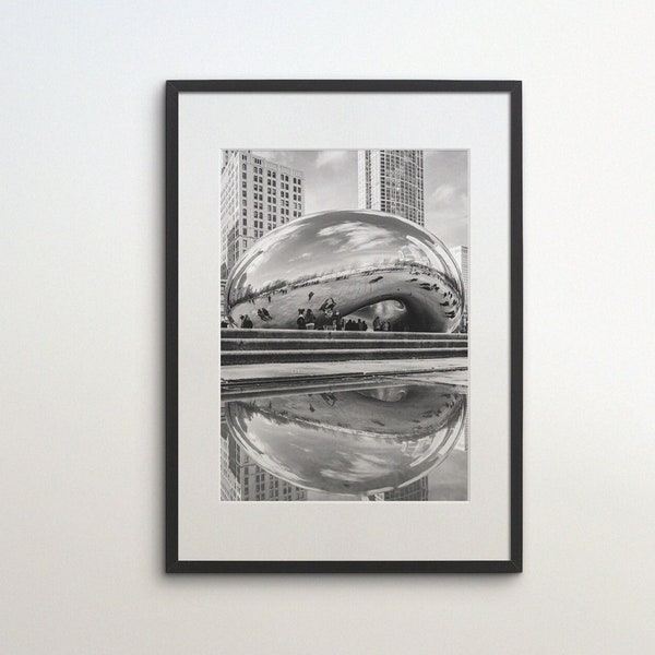 Millennium Park, Chicago, Illinois, United States, Instant Download, Black White Photography, USA Travel Poster, Cloud Gate