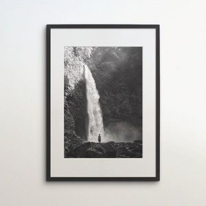 Bali, Indonesia, Waterfall, Instant Download, Black White Photography, Wall Art, Travel Poster, Bali Art Print, Ubud Nature