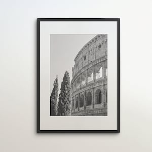 Rome, Italy, Colosseum, Instant Download, Black White Photography, Wall Art, Travel Poster, Italy Art Print, World Landmark, Architecture