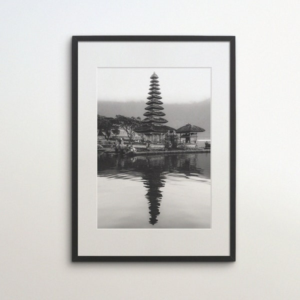 Bali, Indonesia, Pagoda Temple, Instant Download, Black White Photography, Wall Art, Travel Poster, Bali Art Print, Hindu Temple