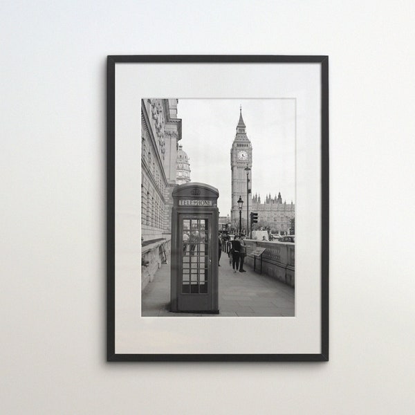 London, UK, Big Ben, Instant Download, Black White Photography, Wall Art, Travel Poster, United Kingdom Art Print, Westminster