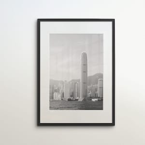 Hong Kong, Skyline, Cityscape, Instant Download, Black White Photography, Wall Art, Travel Poster, HK Art Print
