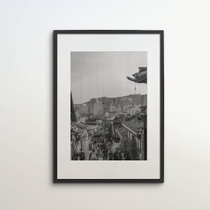 Seoul, South Korea, Bukchon Hanok Village, Instant Download, Black White Photography, Wall Art, Travel Poster, Korean Art Print