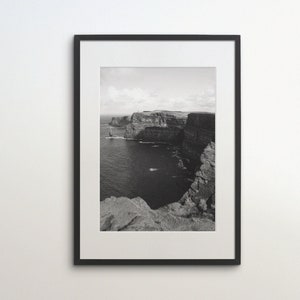 Acantilados de Moher, Irlanda, Condado de Clare, Descarga instantánea, Fotografía en blanco y negro, Arte de pared, Cartel de viaje, Impresión de arte irlandés, Costa