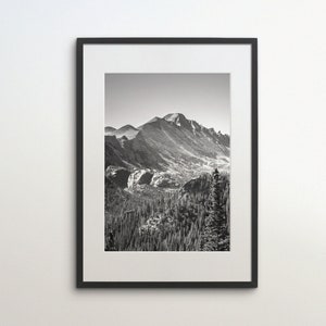 Rocky Mountain National Park, Colorado, United States, Instant Download, Black White Photography, Travel Poster, USA Art Print, Wilderness