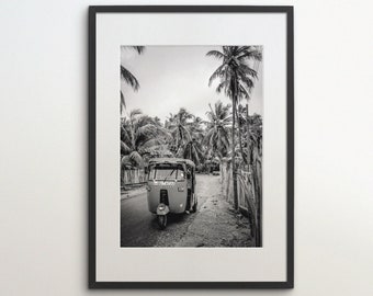 Sri Lanka, Tuk Tuk, Kudawa, Instant Download, Black White Photography, Wall Art, Travel Poster, Sri Lanka Art Print, Colombo