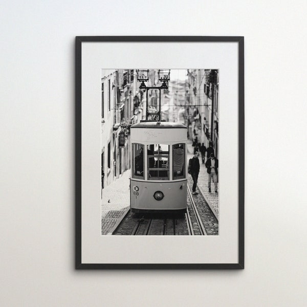 Lisbon, Portugal, City Tram, Instant Download, Black White Photography, Wall Art, Travel Poster, Portuguese Art Print, Lisbon Metro