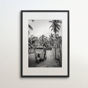 Sri Lanka, Tuk Tuk, Kudawa, Instant Download, Black White Photography, Wall Art, Travel Poster, Sri Lanka Art Print, Colombo