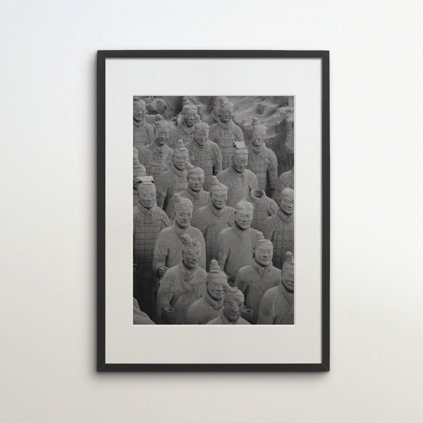 Xian, Terracotta Army, China, Instant Download, Black White Photography, Wall Art, Travel Poster, China Art Print, Warriors