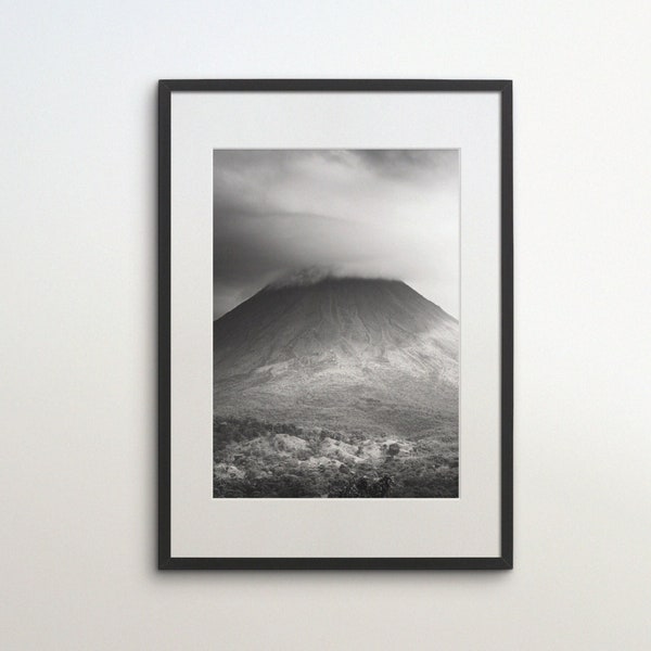 Costa Rica, Arenal Volcano, Rain Forest, Instant Download, Black White Photography, Wall Art, Travel Poster, Costa Rica Art Print