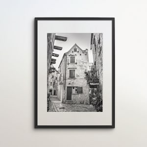 Dubrovnik, Croatia, Adriatic Sea, Instant Download, Black White Photography, Wall Art, Travel Poster, Croatian Art Print, Europe