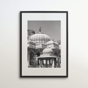 Gaitore Jaipur, Inde, téléchargement immédiat, photographie en noir et blanc, art mural, affiche de voyage, impression d&#39;art indien, architecture