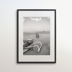 Lombok, West Nusa Tenggara, Indonesia, Instant Download, Black White Photography, Wall Art, Travel Poster, Indonesia Art Print, Fishing Boat