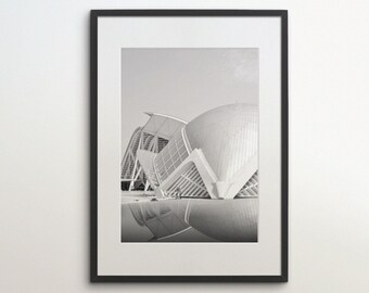 Valencia, Spain, City of Arts and Sciences, Instant Download, Black White Photography, Travel Poster, Spain Art Print, Architecture