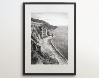 Big Sur, California, Coast, United States, Instant Download, Black White Photography, Travel Poster, USA Art Print, Seaside