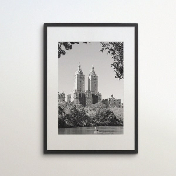 Central Park, New York, The Plaza Hotel, NYC, United States, Instant Download, Black White Photography, Wall Art, NYC Travel Poster