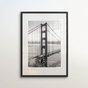 Golden Gate Bridge, San Francisco, City Print, United States, Instant Download, Black White Photography, America Wall Art, Travel Poster