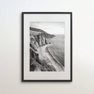 Big Sur, Kalifornien, Küste, USA, Sofort Download, Schwarz Weiß Fotografie, Reise Poster, USA Art Print, Meer