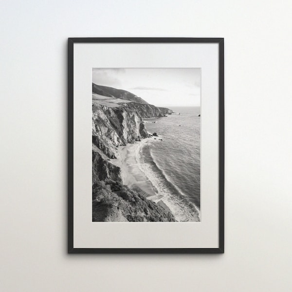 Big Sur, California, Coast, United States, Instant Download, Black White Photography, Travel Poster, USA Art Print, Seaside