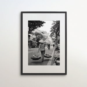 Streets of Hanoi, Vietnam, City Print, Instant Download, Black White Photography, Wall Art, Travel Poster, Asia Art Print, Farmer