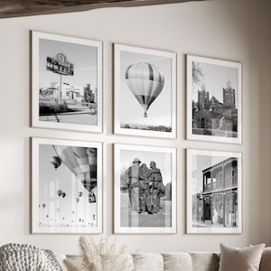 Albuquerque Black & White Wall Art Set of 6, New Mexico NM Prints, Instant Download, Gallery Wall Set, Albuquerque Poster