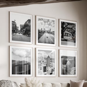 Juego de 6 impresiones en blanco y negro del estado de Georgia, descarga instantánea, pósteres de Georgia, Savannah, Atlanta