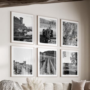 Napa Valley Black & White Wall Art Set of 6, California Prints, Instant Download, Gallery Wall Set, Napa Valley Posters, Vineyards