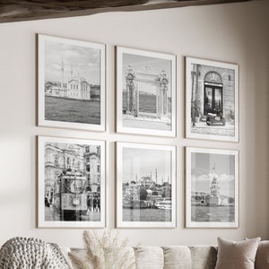 Istanbul Schwarzweiß, Kunst 6er Set, Istanbul Drucke, Sofortiger Download, Galerie Wandset, Türkei Poster, Reisefotografie