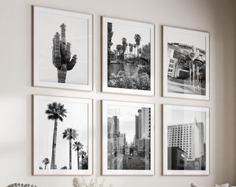 Set di 6 stampe da parete in bianco e nero di Phoenix, Arizona, download immediato, set da parete per gallerie, poster della città di Phoenix, Scottsdale, Mesa
