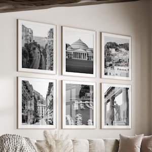 Naples Italy Black & White Wall Art Set of 6, Naples Prints, Instant Download, Gallery Wall Set, Napoli Posters, Travel Photography, Europe