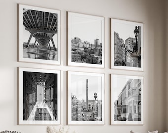 Richmond City Black & White Wall Art Set of 6, Virginia Prints, Instant Download, Gallery Wall Set, United States VA State