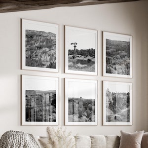 Bryce Canyon National Park Schwarz-Weiß-Wandkunst, 6er-Set, Bryce Canyon Prints, Utah Poster, Galeriewandset, Reisefotografie