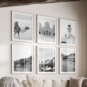 Pakistan Black & White Wall Art Set of 6, Pakistan Prints, Instant Download, Gallery Wall Set, South Asia Posters, Karachi