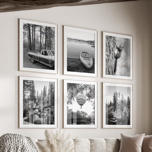 Idaho State Black & White Wall Art Set von 6, Idaho ID Drucke, Sofort Download, Galerie Wandbild, Forest Nature Posters, Vereinigte Staaten