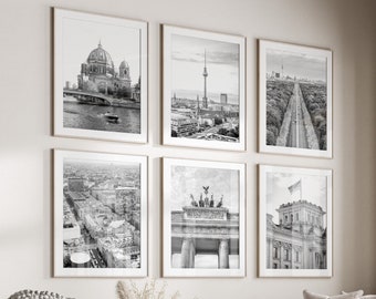 Berlin Black & White Wall Art Set of 6, Berlin Prints, Instant Download, Gallery Wall Set, Germany Posters, Travel Photography