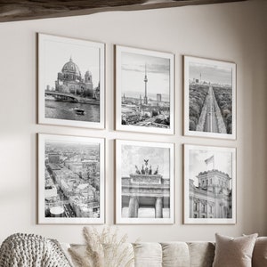 Berlin Black & White Wall Art Set of 6, Berlin Prints, Instant Download, Gallery Wall Set, Germany Posters, Travel Photography image 1