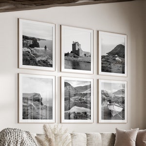 Conjunto de 6 artes de parede em preto e branco da Irlanda, impressões da Irlanda, download instantâneo, conjunto de galeria de parede, pôsteres de paisagens da Irlanda, penhascos de Moher
