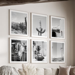 Tucson Black & White Wall Art Set von 6, Drucke von Arizona, Sofort-Download, Galerie-Wand-Set, Tuscon Poster, Sonoran-Wüste, Kaktus