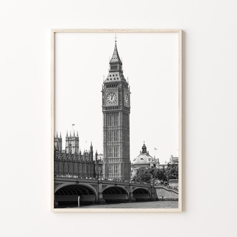 London City Black & White Wall Art Set of 6, London Prints, Instant