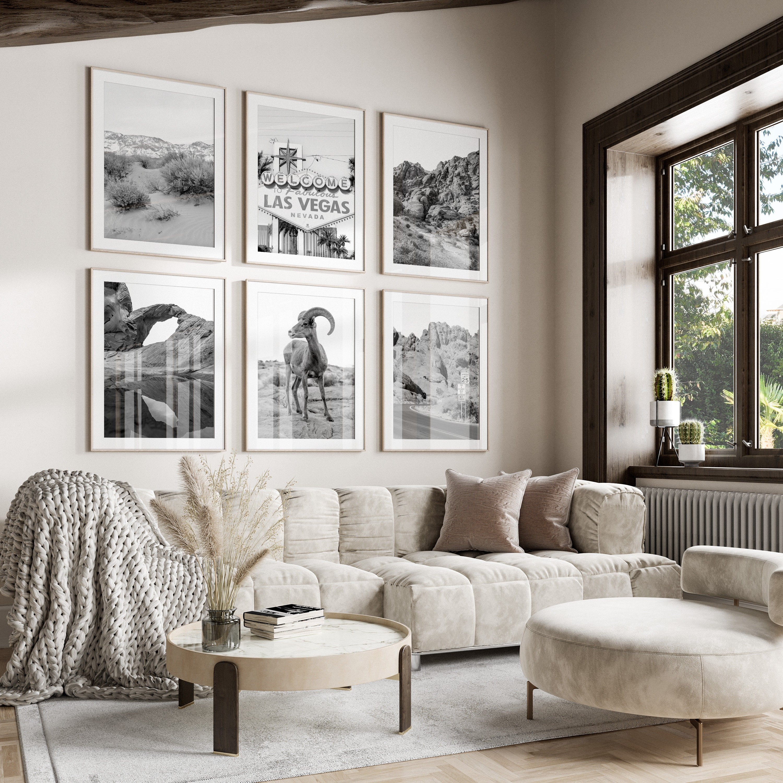 Nevada State Black & White Wall Art Set of 6, Nevada NV Prints, Instant Download, Gallery Wall Set, Travel Photography, Las Vegas